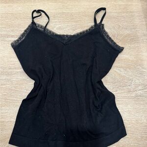 Elegant Black Lace Trim Camisole